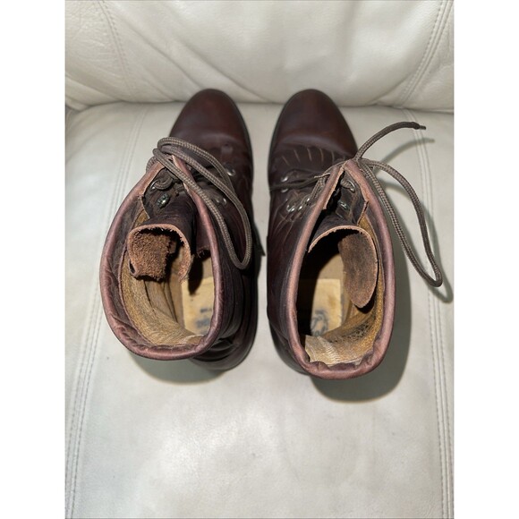 Tony Lama Vintage Packer Logger Boots Mens Size 11D Western Leather Lace Brown - Picture 8 of 14